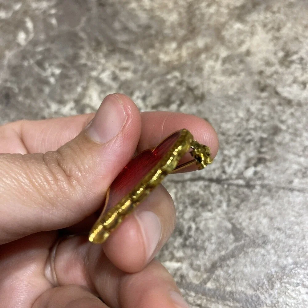 Red & Gold Shiny Heart‎ Pin Brooch (Love)